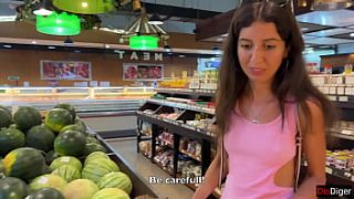 Public Supermarket Cumwalk: Outdoor Facial Blowjob Fetish