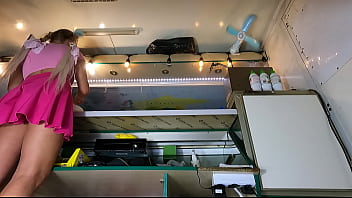 Bending over to reach that bottom shelf, this sexy slut’s got all the right curves on display.