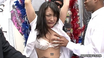 Asian slut getting wild with the black guys