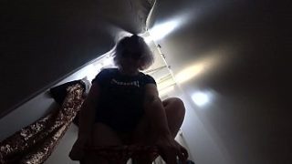 Caught on Secret Cam: Busty MILF’s Thick Thighs and Mature Ass in Panties Under Her Skirt