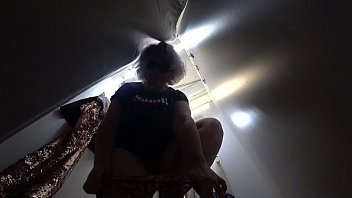 Caught on Secret Cam: Busty MILF’s Thick Thighs and Mature Ass in Panties Under Her Skirt