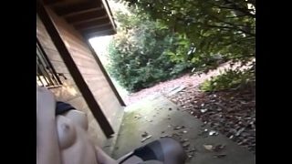 Naughty amateur babe sucks cock outdoors