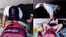 Adik SMPku yang Manis Pulang Sekolah dan Langsung Beraksi di Ranjang