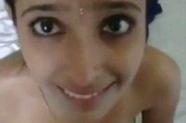 Dripping with her husband’s seed, the stunned Indian bride swallows every last drop.