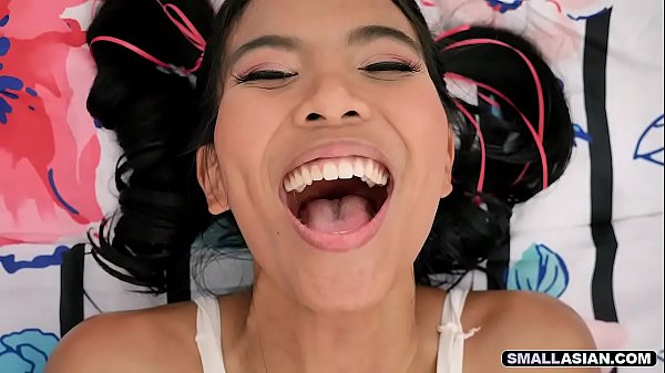 Tiny Asian teen gets pounded by a big white cock