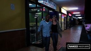 Sizzling blonde with a talent for deep-throating hung black cocks
