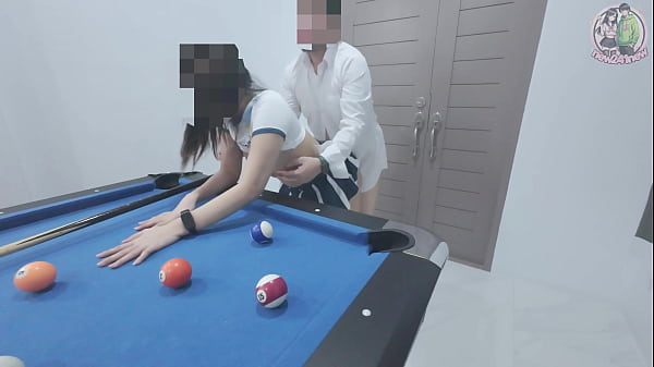 Thai Girl Climbs the Pool Table and Gets Pounded Hard!
