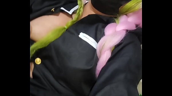 My otaku friend gets all hot and bothered in her Mitsuri cosplay after the convention