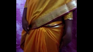 Desi Babe Teasing and Unwrapping Her Curves in a Saree