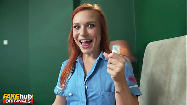 Naughty Ginger Nurse in Heat: Collecting a Load from Her Pretty Pink Pussy