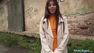 Slim and horny babe gets pounded hard in the back of a transit van