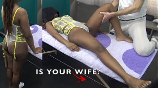 Is That Your Wife Watching as I Rub You Down? A Young Client Gets a Sensual Black Massage with Lotion from an Older Masseur