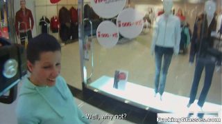 Glasses-Clad Slut’s Public Restroom Blowjob and Messy Orgasm