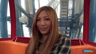 Ginger sweetheart gets her fingers drenched with spunk in a crowded place