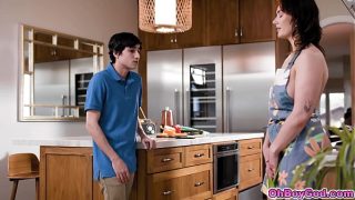 Stepmom Siri Dahl strikes a dirty bargain with stepson Ricky Spanish to buy his silence after he catches her naked in the kitchen