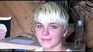 Blonde bombshell deepthroating a massive, throbbing shaft