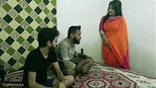 Malkin Aunty’s Wild Threesome: Two Young Studs Give Her a Steamy Ride in Clear Hindi