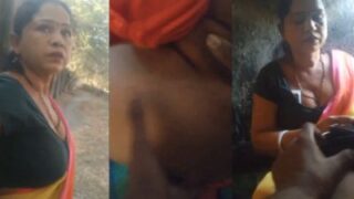Lustful traveler claims a roadside temptress in a makeshift plastic shelter