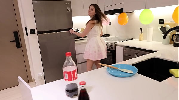 After the party, I took his mom over the kitchen counter