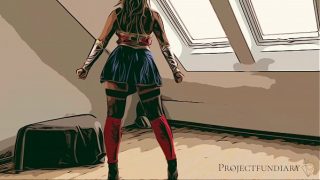 Wonder Woman in costume – fucked like a cheap whore on set