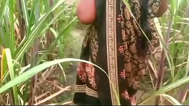 Mom and stepson fuck in the village outdoor