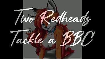 Two fiery redheads take turns riding and choking on a thick BBC