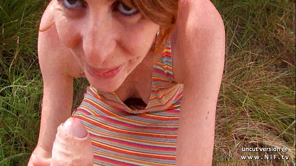 Amateur French redhead slut gets her ass nailed and mouth filled with cum outdoors