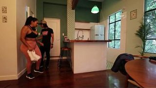 Pink step mom teases her son in law with a dirty little secret