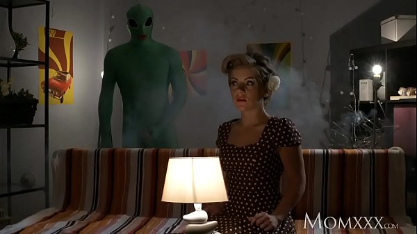 Lonely MILF gets a deep alien probe on Halloween night