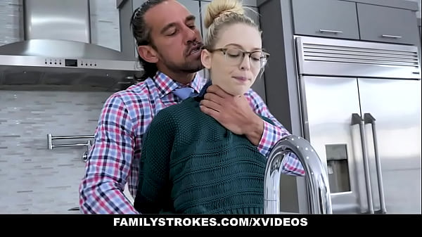 Blonde slut Lily Larimar takes her stepdad’s cock while begging for more filthy words