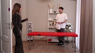 She Spread Open On The Red Table Right After I Massaged Her